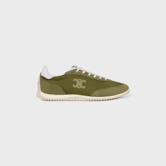 Racer Sneaker van nylon, suède kalfsleer en kalfsleer