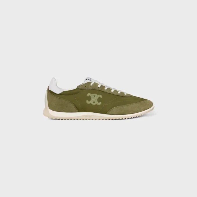 Racer Sneaker van nylon, suède kalfsleer en kalfsleer