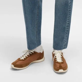 Racer Sneaker van nylon, suède kalfsleer en kalfsleer