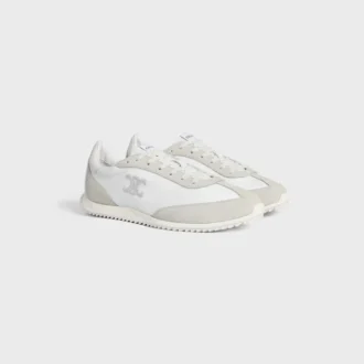 Racer Sneaker van nylon, suède kalfsleer en kalfsleer