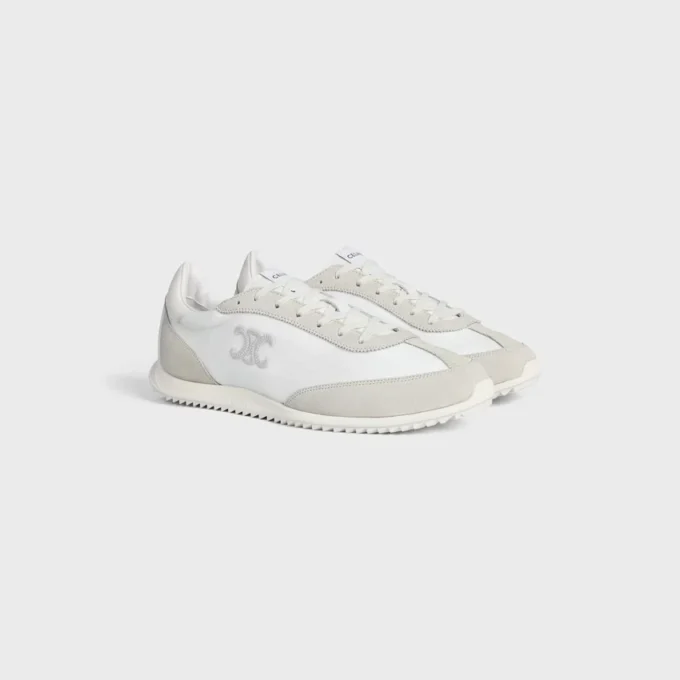 Racer Sneaker van nylon, suède kalfsleer en kalfsleer