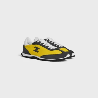 Racer Sneaker van nylon, suède kalfsleer en kalfsleer