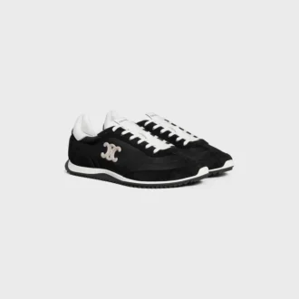 Racer Sneaker van nylon, suède kalfsleer en kalfsleer