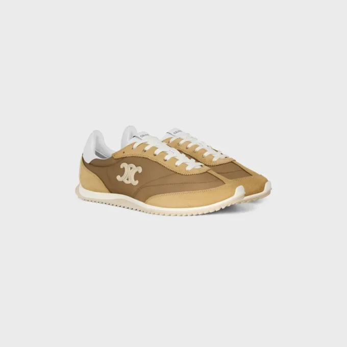 Racer Sneaker van nylon, suède kalfsleer en kalfsleer