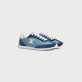 Racer Sneaker van nylon, suède kalfsleer en kalfsleer