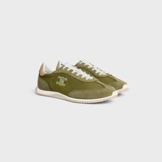 Racer Sneaker van nylon, suède kalfsleer en kalfsleer