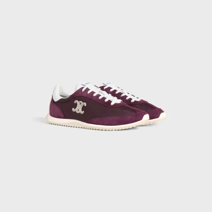 Racer Sneaker van nylon, suède kalfsleer en kalfsleer