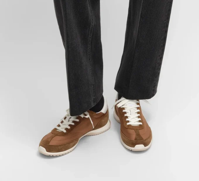 Racer Sneaker van nylon, suède kalfsleer en kalfsleer