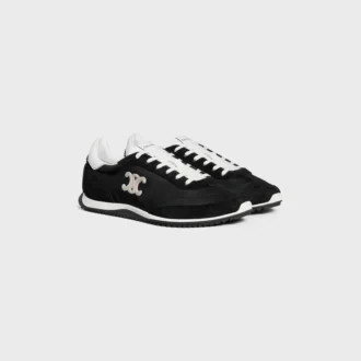 Racer Sneaker van nylon, suède kalfsleer en kalfsleer