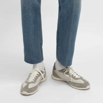 Racer Sneaker van nylon, suède kalfsleer en kalfsleer