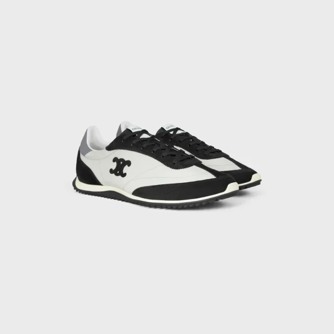 Racer Sneaker van nylon, suède kalfsleer en kalfsleer