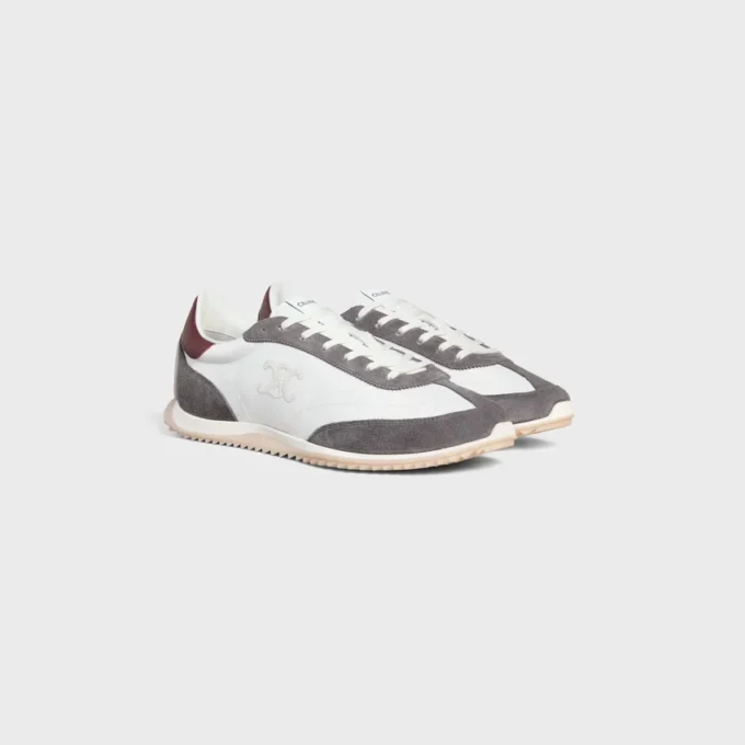 Racer Sneaker van nylon, suède kalfsleer en kalfsleer