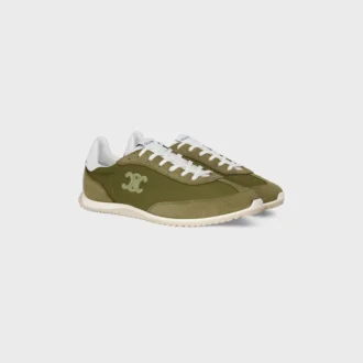 Racer Sneaker van nylon, suède kalfsleer en kalfsleer