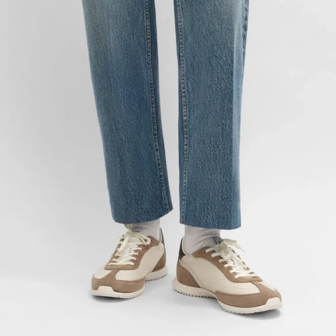 Racer Sneaker van nylon, suède kalfsleer en kalfsleer