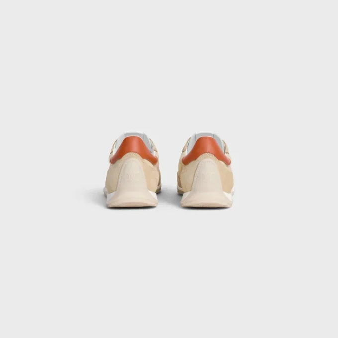 Racer Sneaker van nylon, suède kalfsleer en kalfsleer