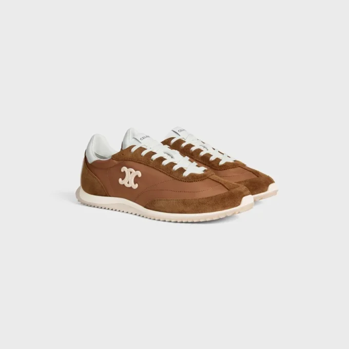 Racer Sneaker van nylon, suède kalfsleer en kalfsleer