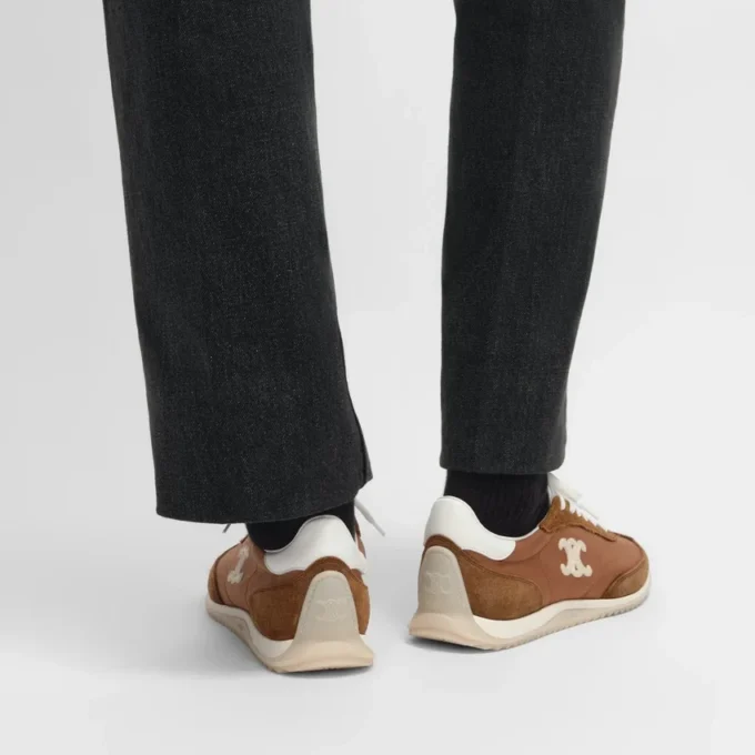 Racer Sneaker van nylon, suède kalfsleer en kalfsleer