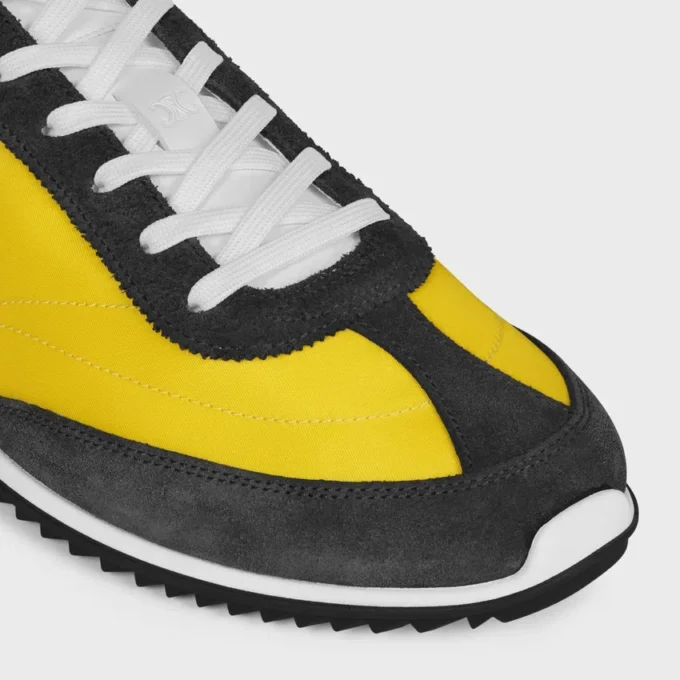 Racer Sneaker van nylon, suède kalfsleer en kalfsleer