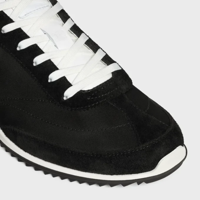 Racer Sneaker van nylon, suède kalfsleer en kalfsleer