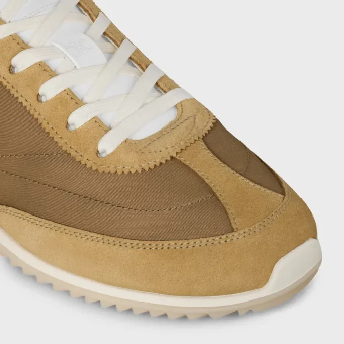 Racer Sneaker van nylon, suède kalfsleer en kalfsleer