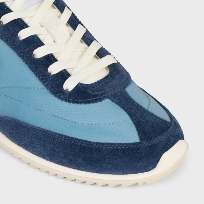 Racer Sneaker van nylon, suède kalfsleer en kalfsleer