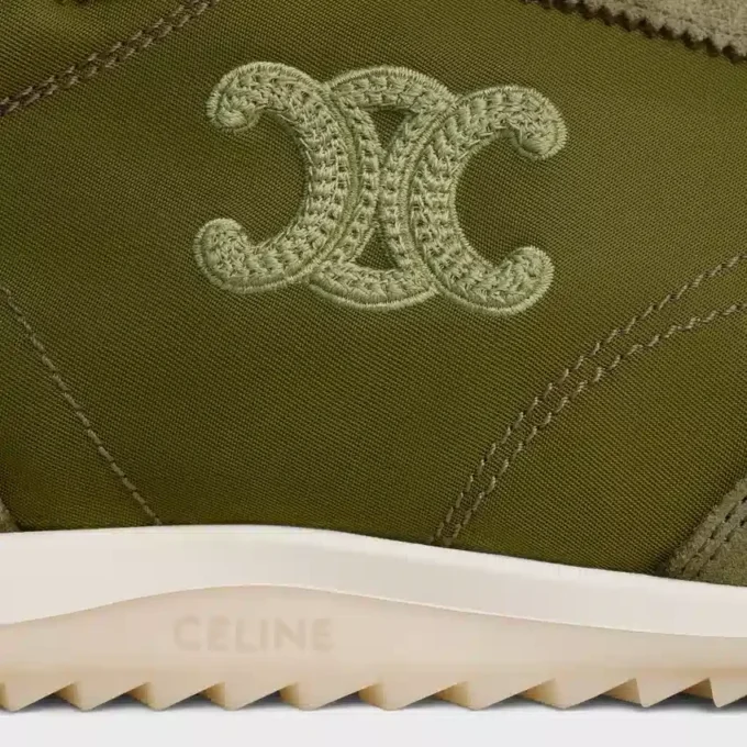 Racer Sneaker van nylon, suède kalfsleer en kalfsleer