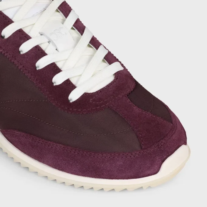 Racer Sneaker van nylon, suède kalfsleer en kalfsleer