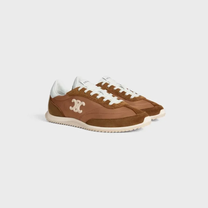 Racer Sneaker van nylon, suède kalfsleer en kalfsleer