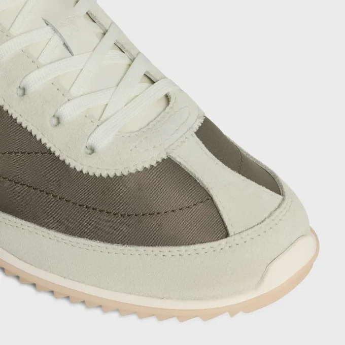 Racer Sneaker van nylon, suède kalfsleer en kalfsleer