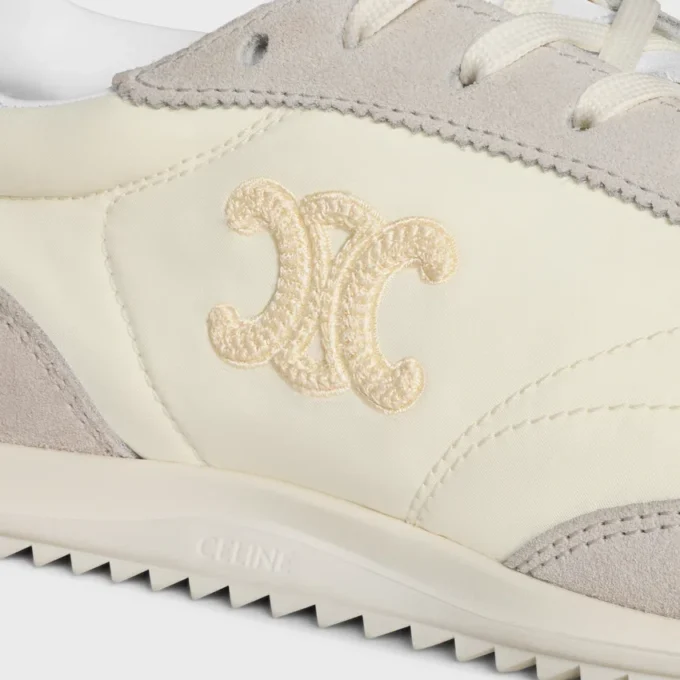 Racer Sneaker van nylon, suède kalfsleer en kalfsleer