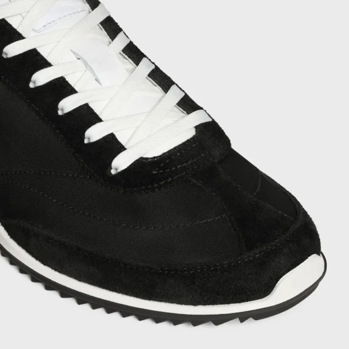 Racer Sneaker van nylon, suède kalfsleer en kalfsleer