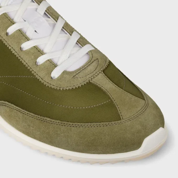 Racer Sneaker van nylon, suède kalfsleer en kalfsleer
