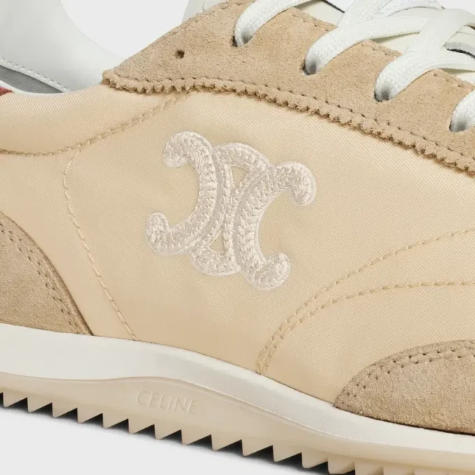 Racer Sneaker van nylon, suède kalfsleer en kalfsleer