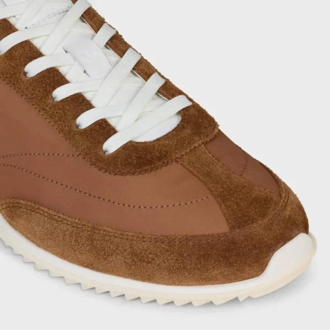 Racer Sneaker van nylon, suède kalfsleer en kalfsleer