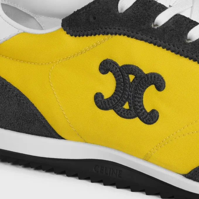 Racer Sneaker van nylon, suède kalfsleer en kalfsleer