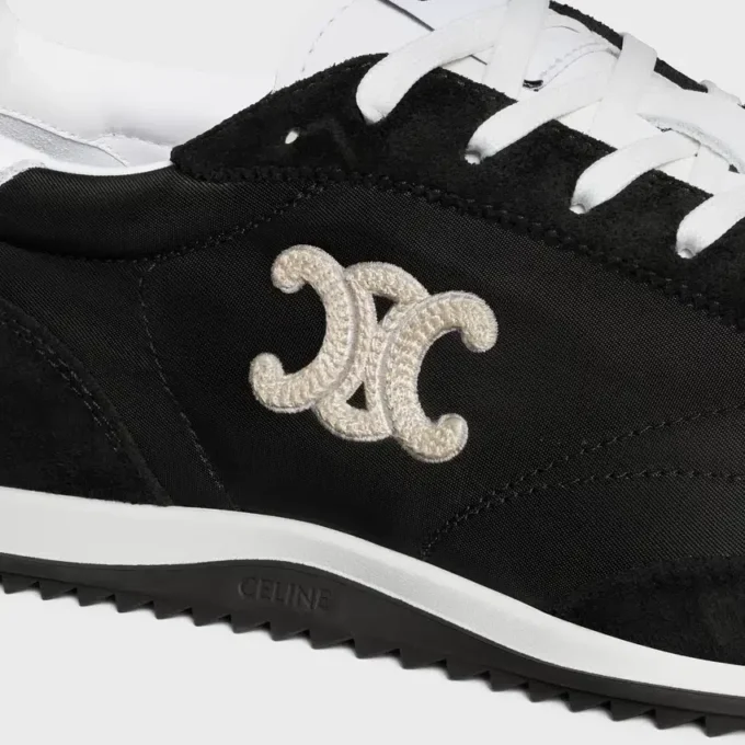 Racer Sneaker van nylon, suède kalfsleer en kalfsleer