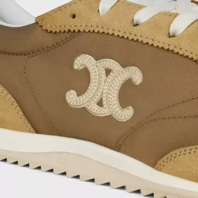 Racer Sneaker van nylon, suède kalfsleer en kalfsleer