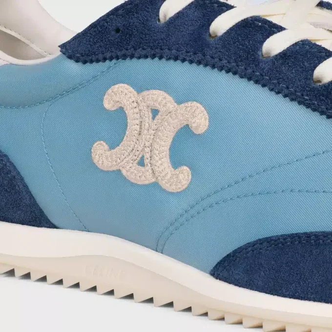 Racer Sneaker van nylon, suède kalfsleer en kalfsleer