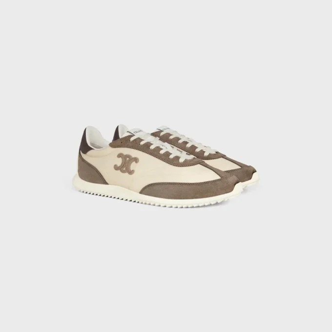 Racer Sneaker van nylon, suède kalfsleer en kalfsleer