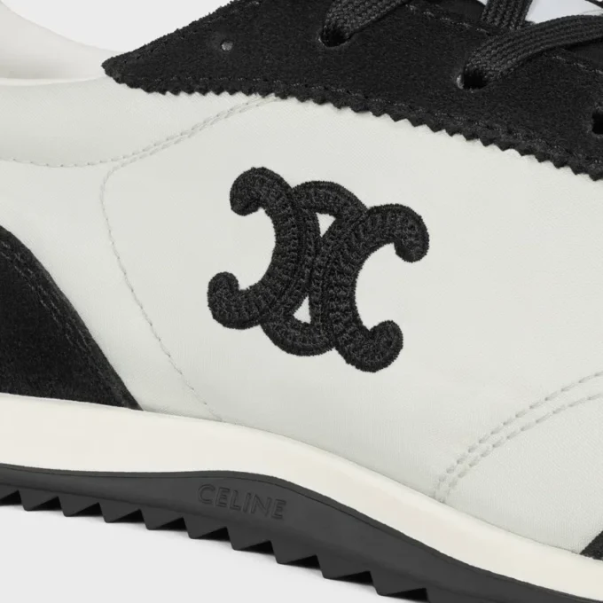 Racer Sneaker van nylon, suède kalfsleer en kalfsleer