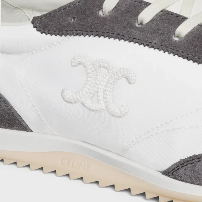 Racer Sneaker van nylon, suède kalfsleer en kalfsleer