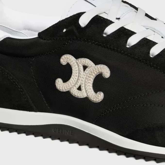 Racer Sneaker van nylon, suède kalfsleer en kalfsleer