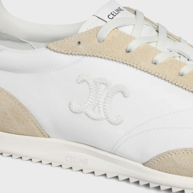 Racer Sneaker van nylon, suède kalfsleer en kalfsleer