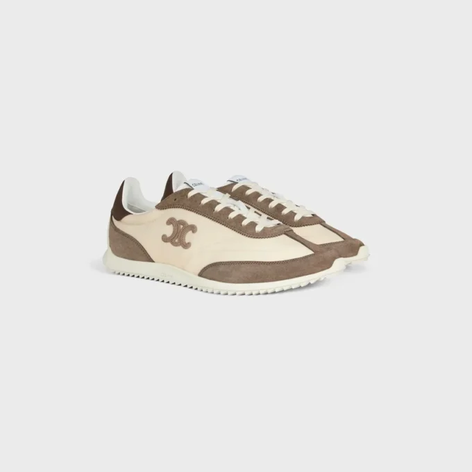 Racer Sneaker van nylon, suède kalfsleer en kalfsleer