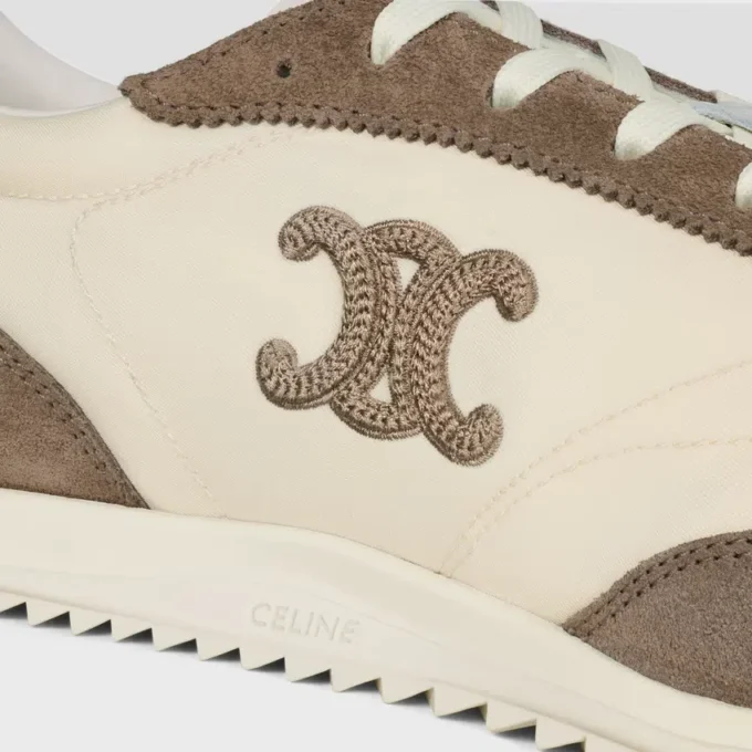 Racer Sneaker van nylon, suède kalfsleer en kalfsleer