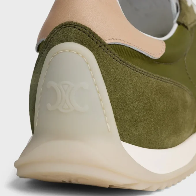 Racer Sneaker van nylon, suède kalfsleer en kalfsleer