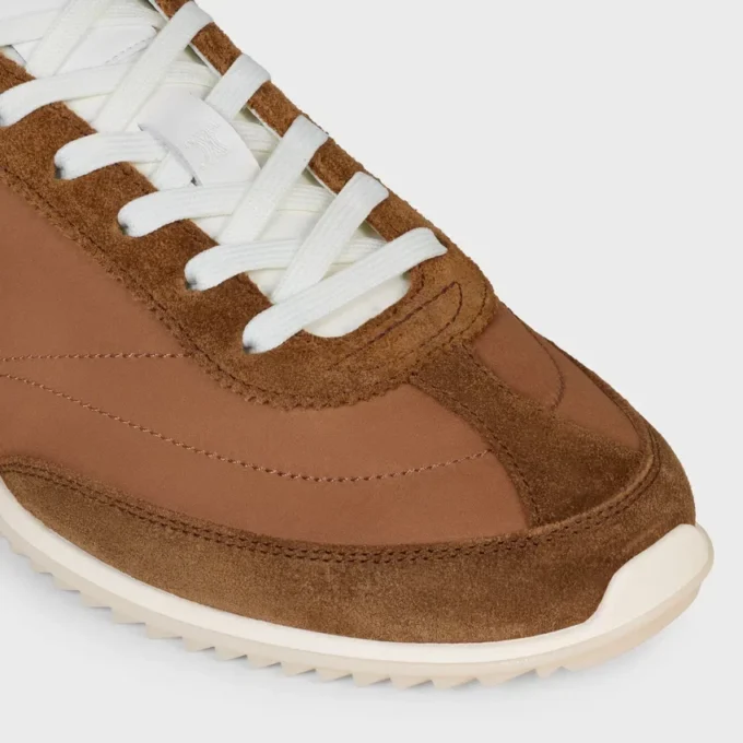 Racer Sneaker van nylon, suède kalfsleer en kalfsleer
