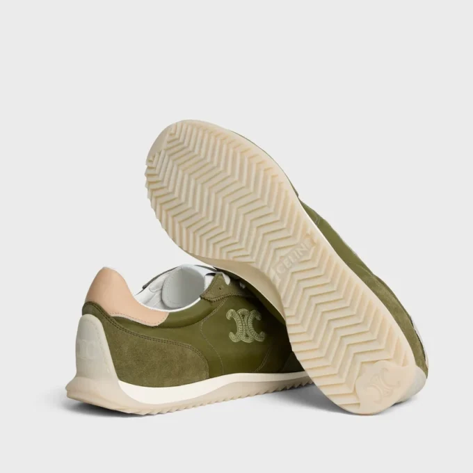 Racer Sneaker van nylon, suède kalfsleer en kalfsleer