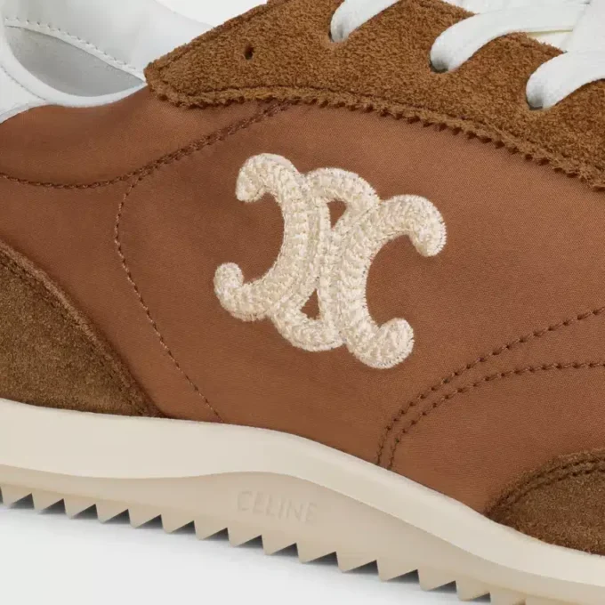 Racer Sneaker van nylon, suède kalfsleer en kalfsleer