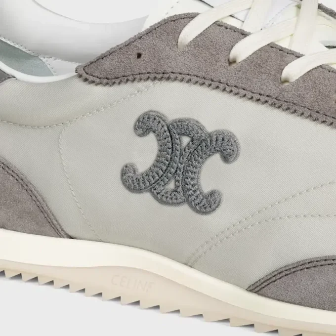 Racer Sneaker van nylon, suède kalfsleer en kalfsleer